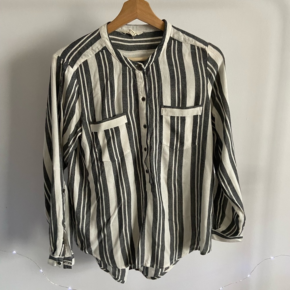 Grey and White Blouse